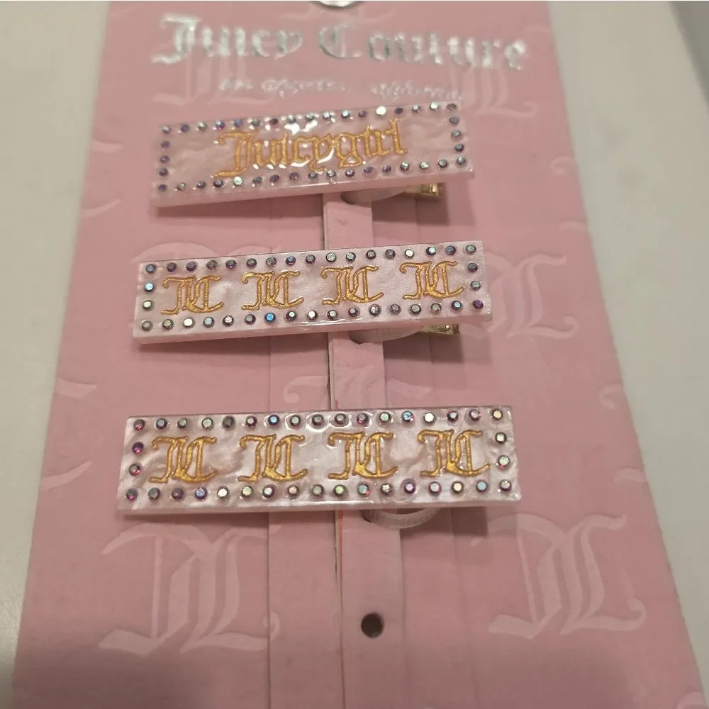 Juicy Couture 3-PC Logo‎ Rhinestone Clip Barrett Set